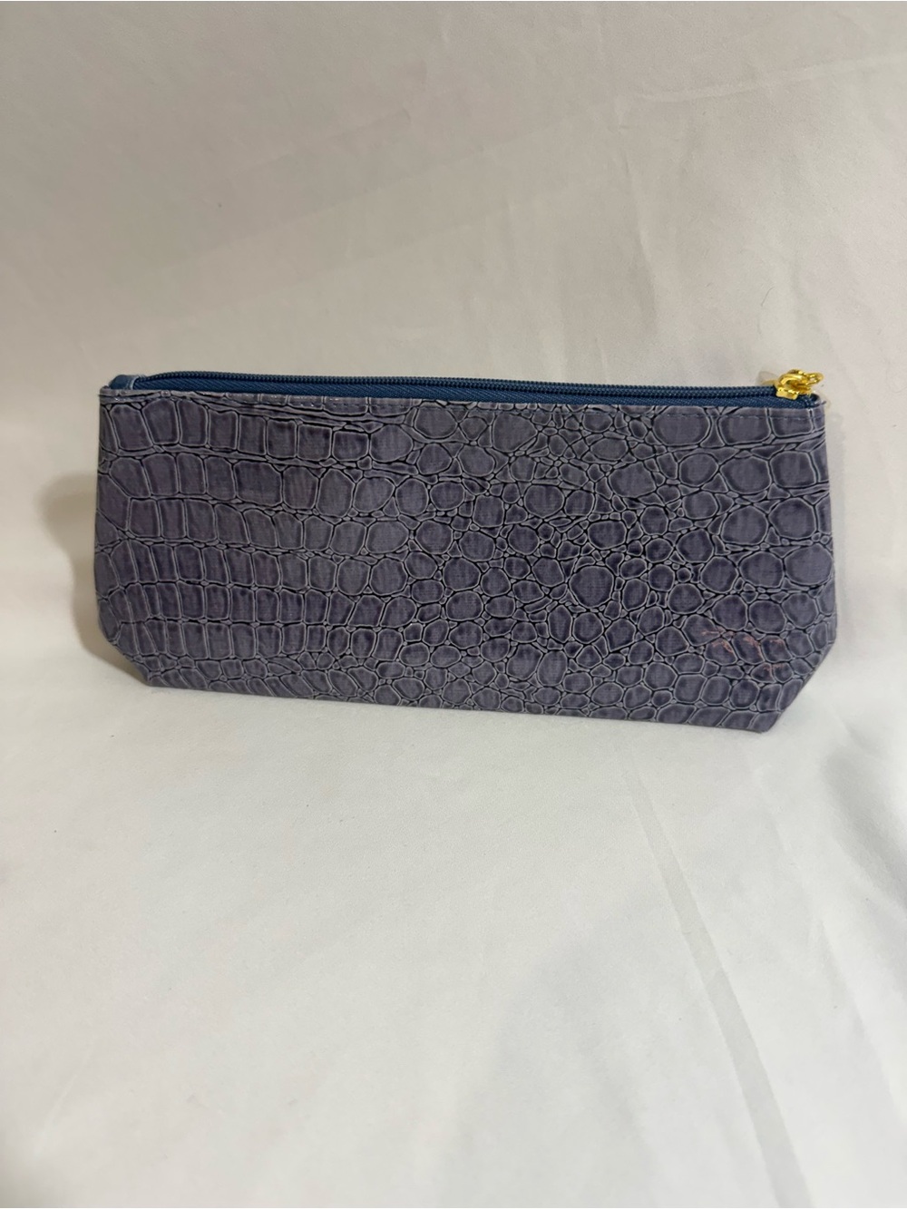 Estee Lauder Purple Faux-Croc Zip Cosmetic Pouch